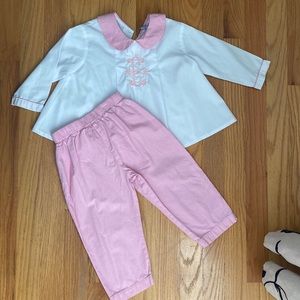 Pink and White Kids Matching Set with Initial “E”